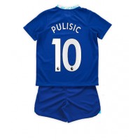 Fotbalové Dres Chelsea Christian Pulisic #10 Dětské Domácí 2022-23 Krátký Rukáv (+ trenýrky)